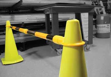 Portable, expandable barrier bar Ring-ends fit over traffic cones Expands up to 6 1/2-ft. Collapses to 4-ft.