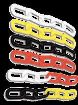 Indoor and limited outdoor use White WHT Yellow YEL Black BLK Red RED Alternating White & Red RW PBB0026 Alternating Black & Yellow BY To Order Chain Links: Add