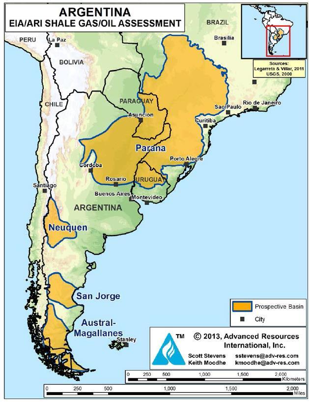 Argentina is poised to become the largest shale oil and gas producer in South America High geological potential in mature basins, with pipeline infrastructure in place Presence of majors companies