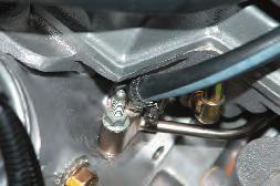 97. Install the plain end of the 43 PCV outlet hose on the passenger (right) side of