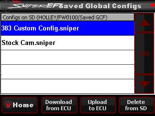 Downloading Global Configuration from Sniper EFI Throttle Body to SD card: 1. Press File icon from the Main Menu Loading Calibration into Sniper EFI ECU 1. Press File icon from the Main Menu 2.