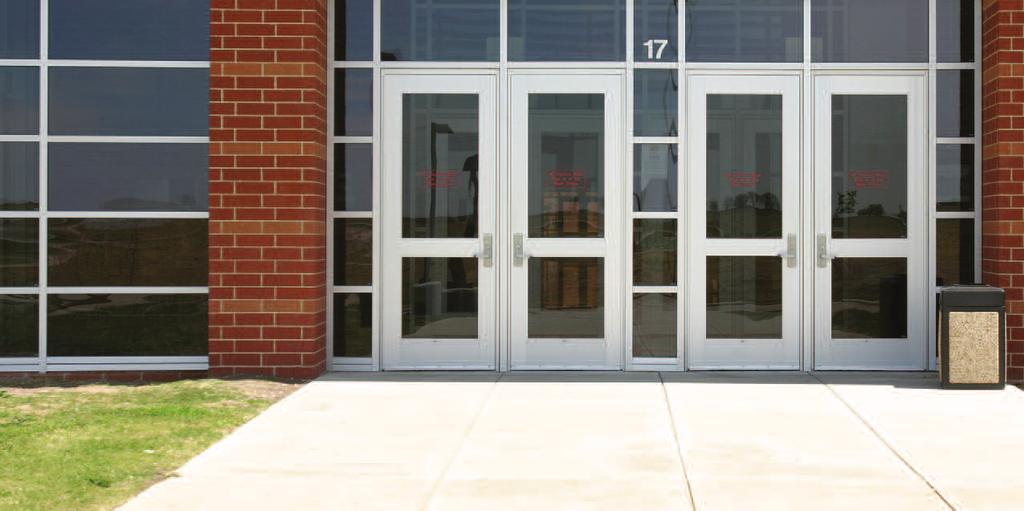 Adjustable Weatherstrip Astragal at Meeting Stiles Accommodates Most Custom Hardware Standard 1" (25 mm) Diameter Solid Push/Pulls ur Entrance Doors are consistently built to the highest industry