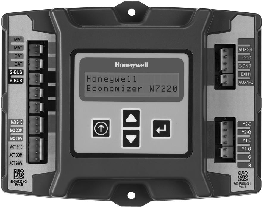 For units with W7220 Economizer The economizer controller used on electro mechanical units is a Honeywell W7220 which is to be located in the RTU base unit s Control Box.