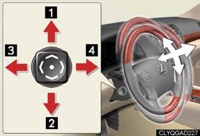 Steering Wheel 3 4 Up Down Away from the driver Toward the driver The steering wheel retracts automatically when the ENGINE START STOP switch is turned