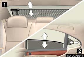 Topic 5 Driving Comfort Rear Sunshade/Rear Door Sunshades (If Equipped) Raising/Extending from the front seat