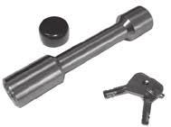 Ball Mount/Receiver Hitch Locks - Barbell Style Secures ball mounts and hitch mounted accessories like bike racks and cargo carriers.