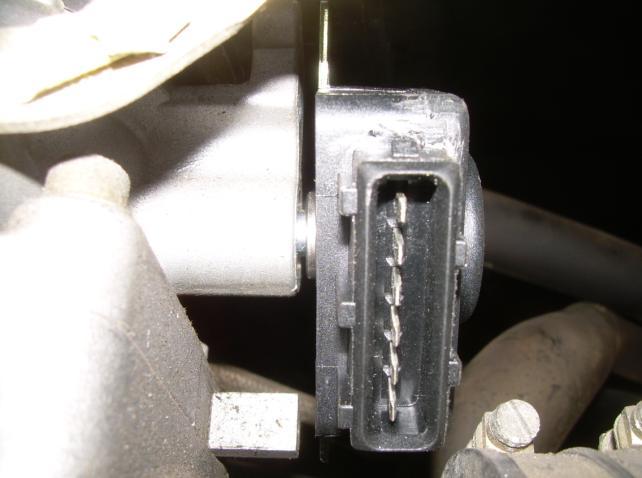 In this picture, the 2-pin connector for the closed throttle switch is also disconnected