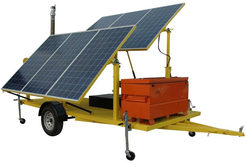 Made in the USA The Larson Electronics SPLT-1.59K-750A-30-4XWP120-LED Solar Powered LED Light Plant provides operators with a clean energy alternative to generator powered light towers.