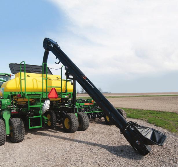 Bag or bulk seed is easily moved from the ground-level hopper which makes constantly