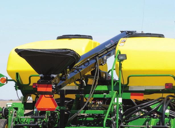 Super-gentle, variable-speed conveyors feature an 8" cupped and cleated belt inside a 6" tube to load up to 10 bushels per minute.