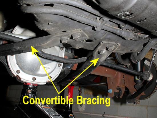 25. If you are installing the Steeda springs in a coupe, you can skip the information involving the rear convertible bracing.