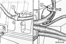 Install a wire clamp around the sensor harness and actuator fuel shutoff solenoid wire, and fasten the clamp to the cylinder