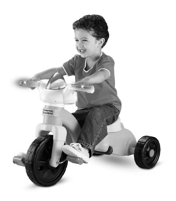 Rock, Roll n Ride Deluxe Trike Model Number: B2488 TM Music and lights respond to baby s rocking motion. Handle helps toddlers roll along.