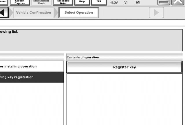 a) Once you click When performing key registration a new Contents of Operation selection "Register Key" will be available as shown in Fig. 28.