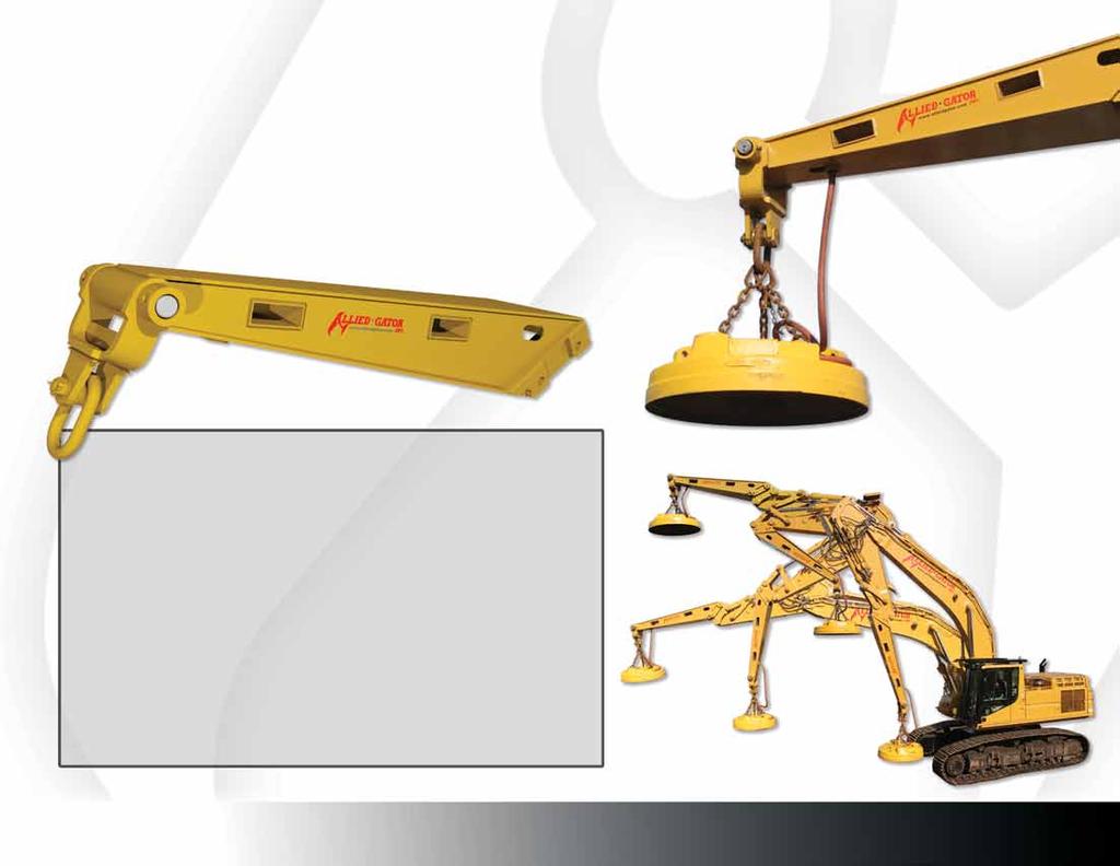 This product adds extraordinary magnet capabilities to any ordinary excavator, featuring a unique range of motion and enhancing the work range of both magnet and machine.