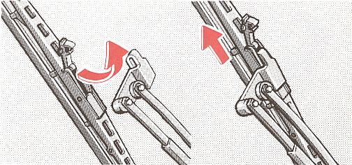 6. Install a new wiper blade to the wiper arm. 7.