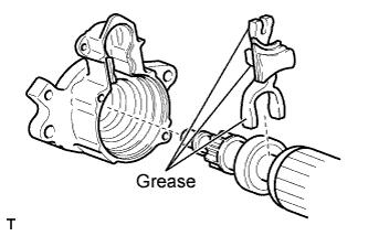 1. Apply grease to the drive lever that is in contact with the starter pivot part of the drive lever. 2. Install the drive lever onto the starter clutch. 3.