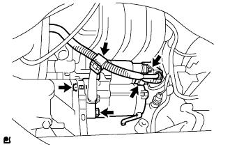 1. Install the starter assembly with the 2 bolts. Torque: 37 N*m{ 377 kgf*cm, 27 ft.*lbf } 2. Connect the connector. 3. Connect terminal 30 with the nut.