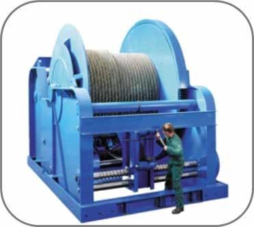 Heavy Winches Capacities: 10-200 Ton Base mounted hydraulic winches Application: Power source: Lifting and pulling Open hydraulic circuit with range