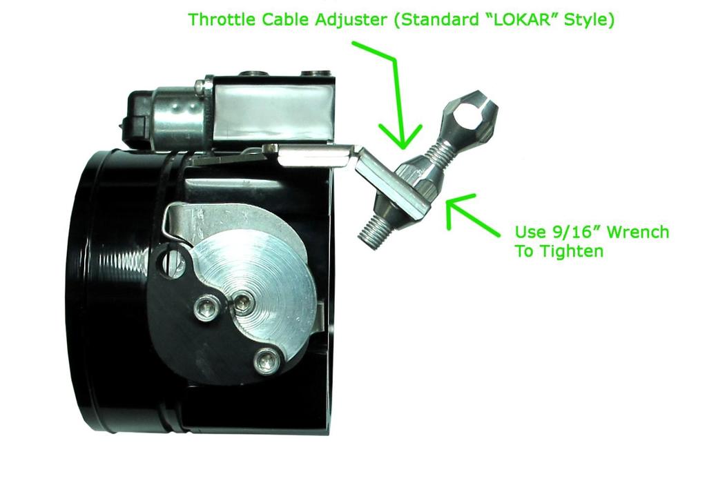 3.10 Attach the Throttle Cable Adjuster ( LOKAR example shown) to the