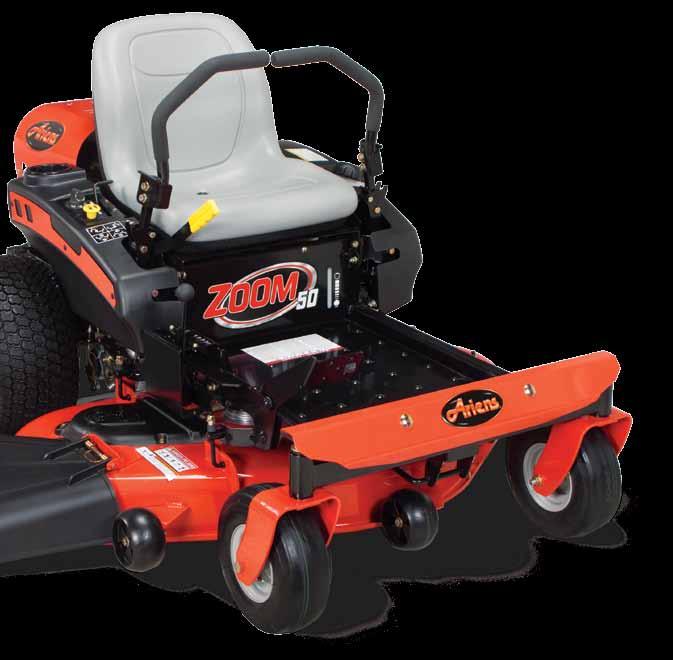 zoom features: Compact Design offers enhanced maneuverability. The Zoom 34 features a 34" mowing deck that is designed to fit through a standard 36" gate.