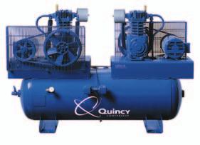 QUINCY QT DUPLEX TWO-STAGE TANK-MOUNT UNITS Model HP No. of RPM CFM Piston ACFM Tank Size Shipping LxWxH No. (x2) Cyl. Disp. (x2) @175 PSIG (x2) (Gal.) Weight (Inches) QT5-5-80D 5 2 942 21.80 17.