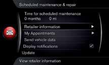 How do I call my preferred retailer or book service*? In the MY CAR source s normal view, press OK/MENU and select Maintenance & repair.