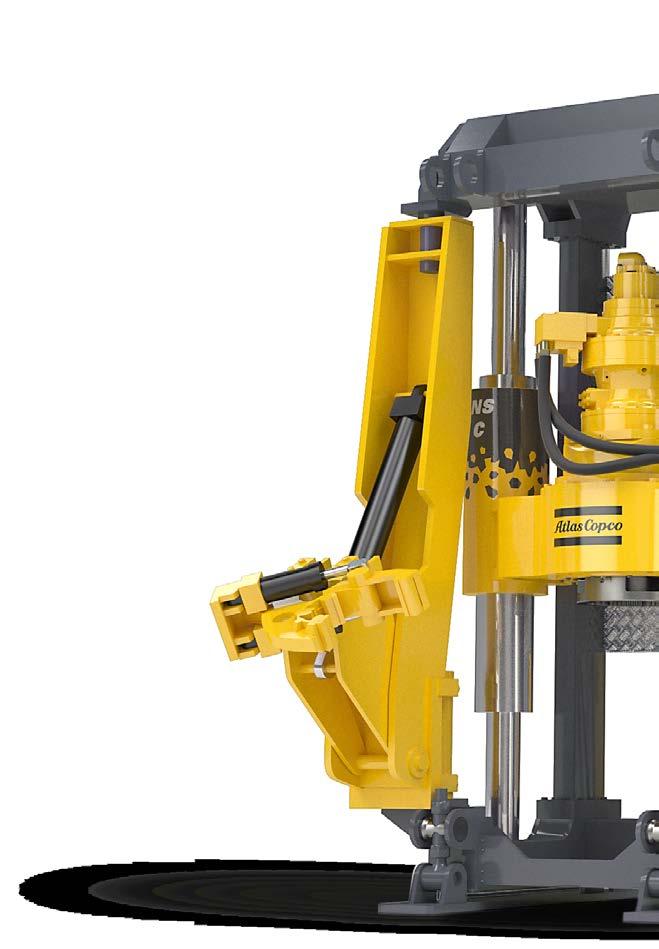 RAISING THE BAR IN VERSATILITY THE ROBBINS 34RH C IS A LOW-PROFILE, LIGHTWEIGHT RAISE DRILL RIG FOR HOLES OF SMALLER DIAMETER.