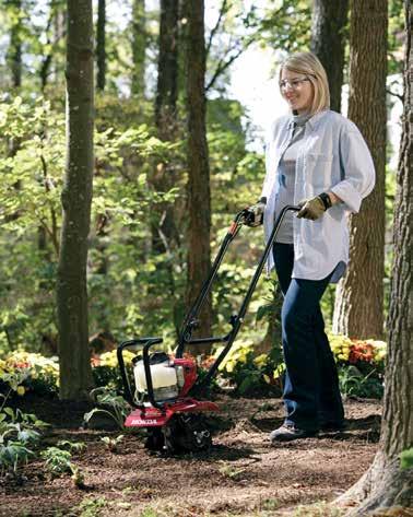 Tills in tight places The convenient, adjustable 9" tilling width lets you use the Honda Mini-Tiller in places