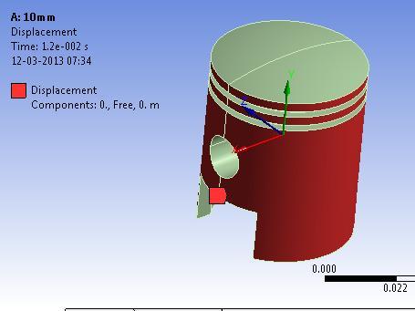 Create another sketch of rectangular cut section on piston skirt on right plane & extrude it symmetrically with the datum