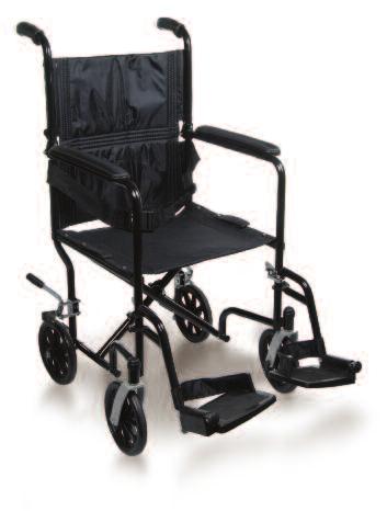 comfortable and durable 8" wheels in front and back provide a smooth ride Full-length arms and a nylon seat belt are standard Contoured handgrips and easy-to-access wheel locks offer convenience to