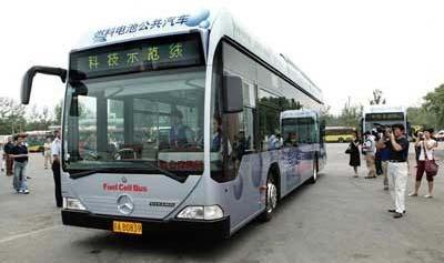 Olympic Games Hydrogen fuel-cell buses and pure electric buses are being demonstrated in