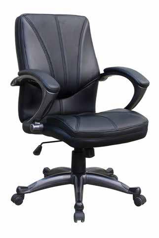 Black Poly-Ultra Vinyl Model: #ms9613 List: $190 High-Back Executive Chair with Upholstered Arm Pads, Knee-Tilt Control and Pewter Colored Frame