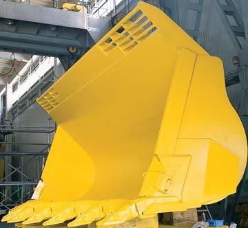 2 yd 3 Komatsu s bucket is designed for easy loading with little spillage.