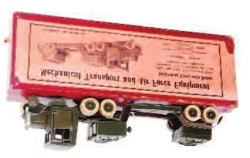 1479 Gun Limber of the Royal Artillery, short pole pattern, finished in green with spoked wheels, with 4 missiles, in the original labelled all card box (VG-BG) 30-50 1239 2 Lead Hospital Patients,