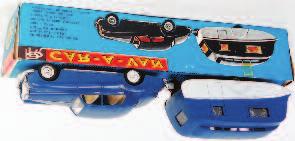 Lot 3221 3221 OK Toys Rolls Royce and Caravan, comprising dark blue Rolls Royce Silver Wraith, with friction drive and plated parts, with matching dark blue and silver caravan, with bonnet mascot, in