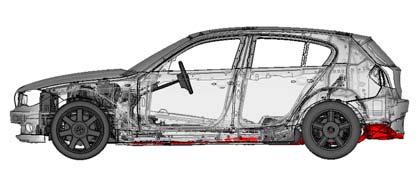 Page 19 Application case: BMW 3-Series with Al car body Masse [kg] Statik [%] Dynamik [Hz] 7,2 1,2 11,9 64,4 E90 Alu E90 Alu optimiert 235,1 168,6 At the cost of construction space!