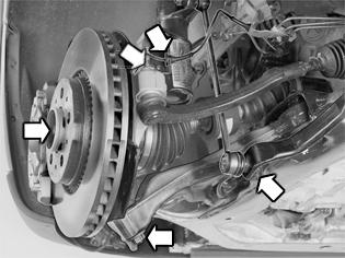 Counterhold with a screwdriver in the brake disc. Tighten as described in Tightening torque:summary of tightening torques for specific Use: 951 2050.