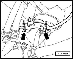 - Remove torque support bracket from engine (arrows).