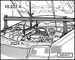 Page 17 of 33 17-13 - Remove engine covers. - Set 10-222A engine support bridge on fender mounting edges.