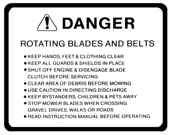 00 DANGER ROTATING BLADE Do not put hands or feet under