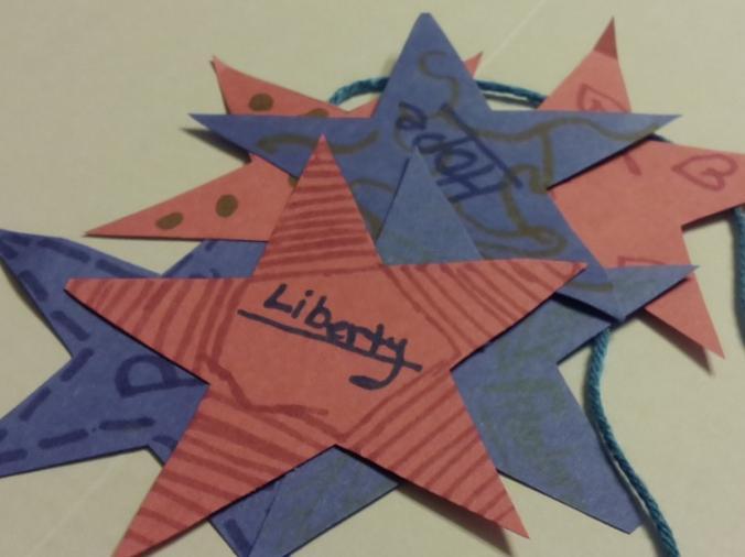 1. Using the star template as a pattern, cut out as many other stars as you can from the