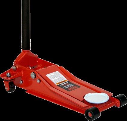 industry. Thick aluminum side plates. 48 long two-piece handle with foam handle sleeve. Heavy duty aluminum front and rear wheels. Two-speed pump piston raises the saddle to the load quickly.