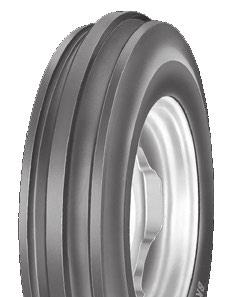 FRONT FARM F-2 TF-9090 3-rib front tire designed for easy steering Wide center and shoulder ribs Increased resistance toward stubble damage Tube type, nylon cord body 94020843 5.00-15 B/4 14 TT 4.