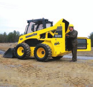 SK1020-5 S KID S TEER L OADER SERVICEABILITY Tilt-Forward ROPS/FOPS, Top Engine Cover & Floor Plate This patented feature allows the cab to tilt with the loader arms down or up.