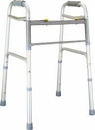 Walkers Dual-Release Folding Walkers Durable 1" aluminum tubing provides strength while remaining lightweight. Raised H-frame design facilitates over-toilet positioning.