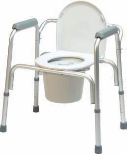 Commodes Three-In-One Aluminum Commodes 3-in-1 design is versatile and economical. Aluminum frame is lightweight and easy to transport. Contoured armrests enhance user comfort.