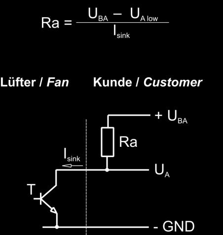 resistor Ra from UBA to UA required. All voltage measured to GND.
