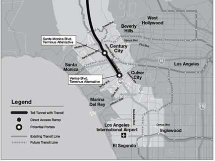 5 miles BRT in Tunnel with potential connection to ESFV Transit Corridor Potential Direct