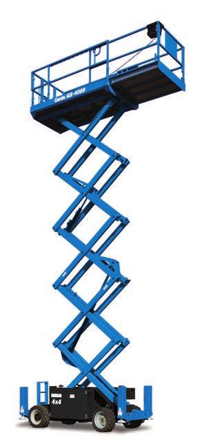 Speed and Traction Genie RT scissor lifts are able to traverse through uneven or rough terrain environments more efficiently.
